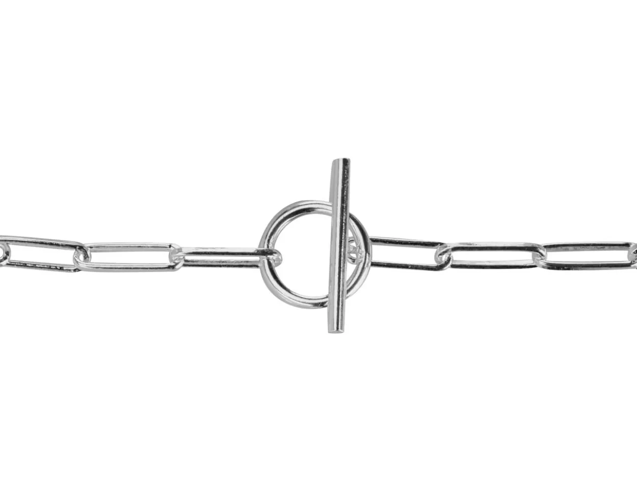 Sterling Silver Large Link Chain Design T-bar Necklet 18"/45cm