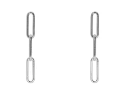 Sterling Silver Large Link Chain Design Drop Earrings