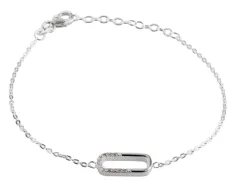 Sterling Silver Large Link Stone Set Bracelet 7.5"/19cm