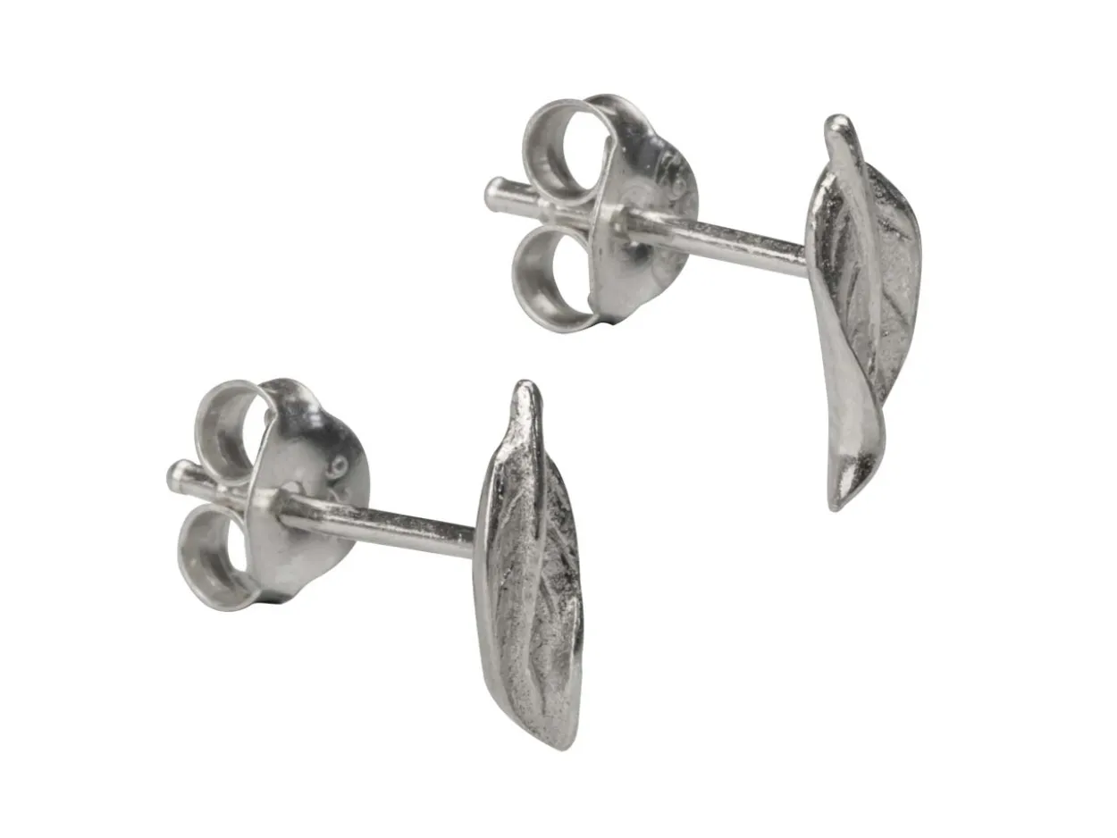 Sterling Silver Leaf Design Stud Earrings