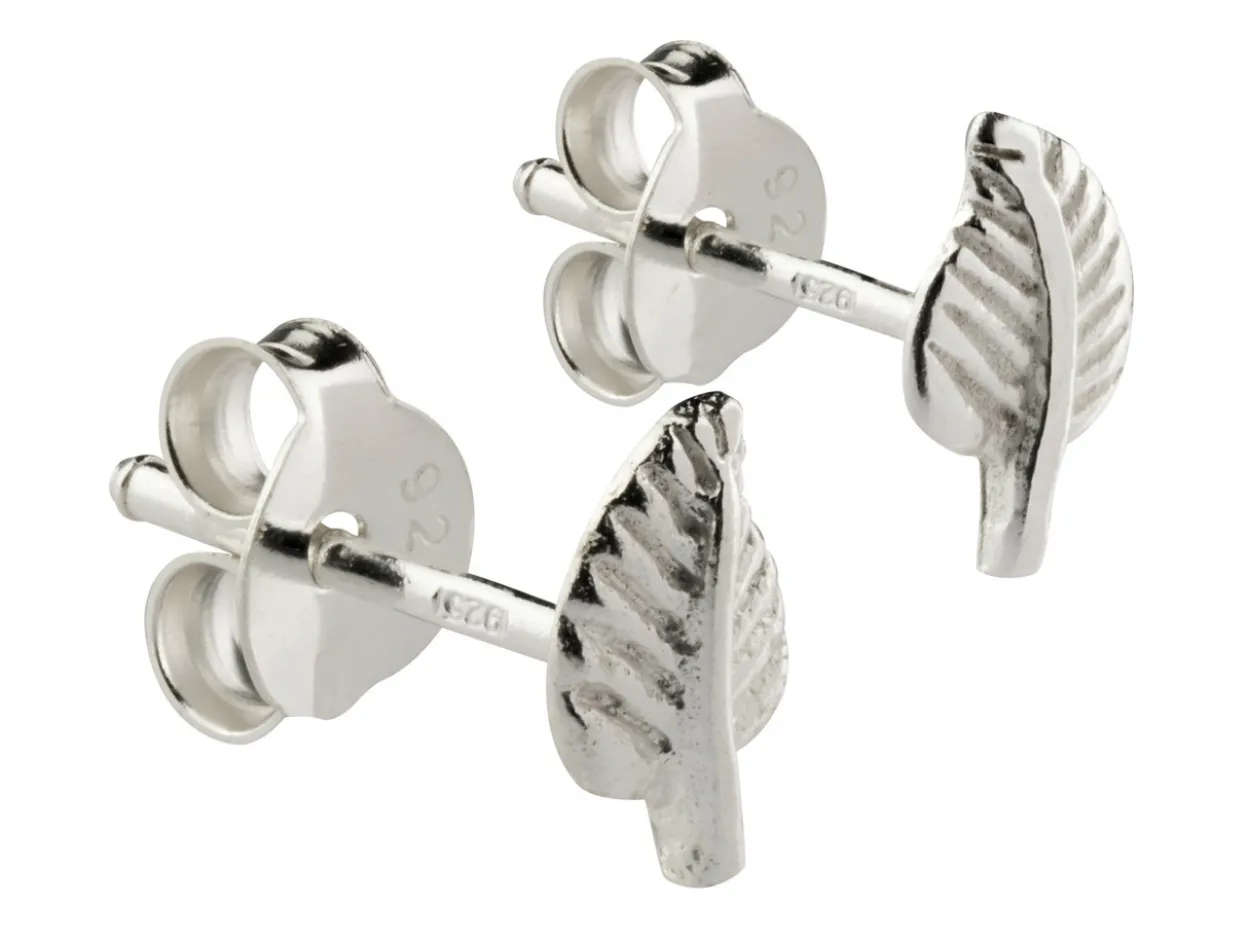 Sterling Silver Leaf Stud Earrings