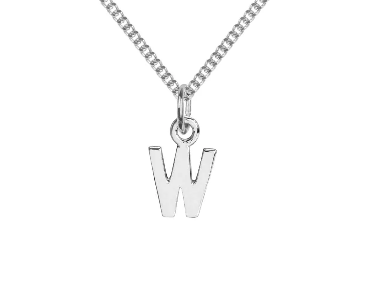 Sterling Silver Letter W Initial Charm