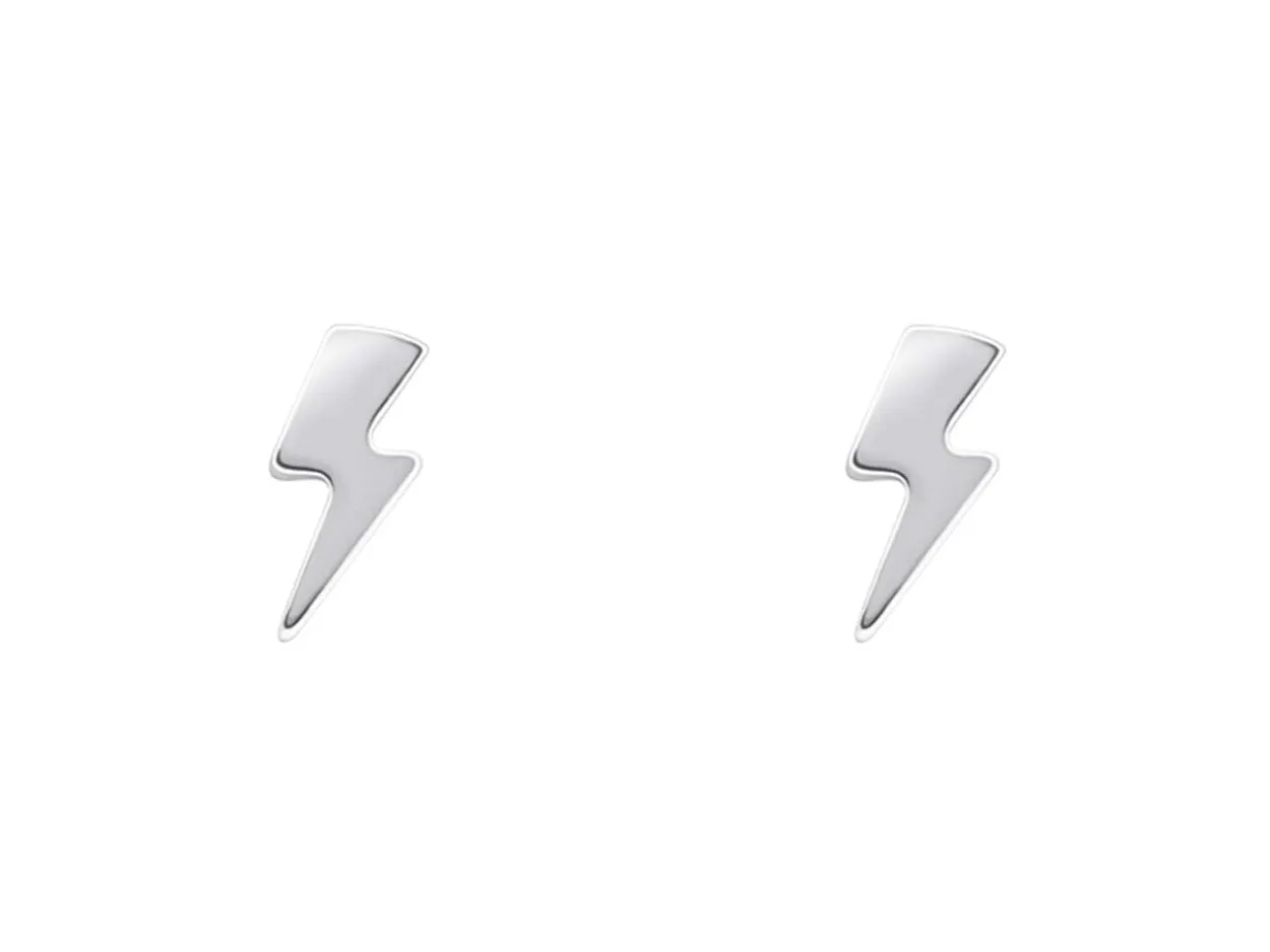 Sterling Silver Lightning Bolt Stud Earrings