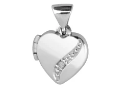 Sterling Silver Locket Heart Diamond Curve