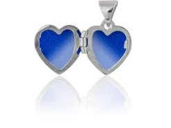Sterling Silver Locket Heart Diamond Curve