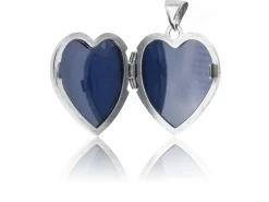 Sterling Silver Locket 15mm Heart Fairy And Stars Diamond Set