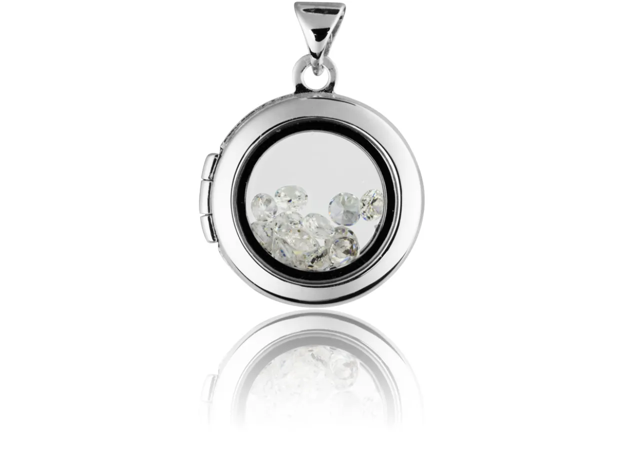 Sterling Silver Locket 16mm Window Round Design For Holding Precious Items