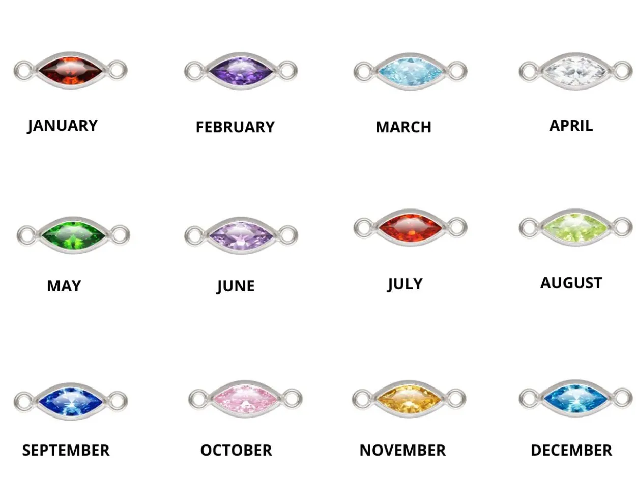 Sterling Silver Marquise Birthstonecz Bezel Connectors Set