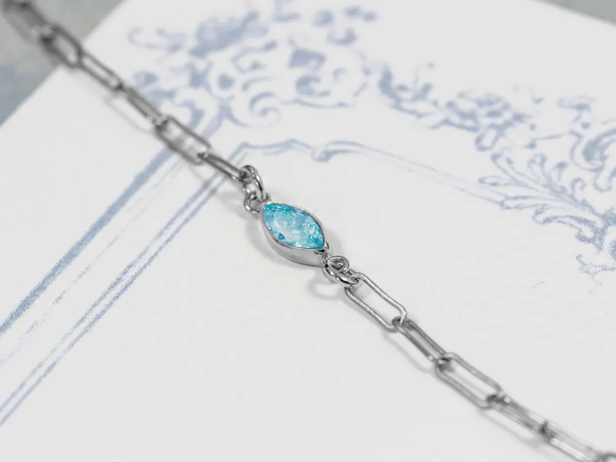 Sterling Silver Marquise Birthstonecz Bezel Connectors Set