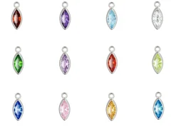 Sterling Silver Marquise Birthstonecz Bezel Drop Connectors Set