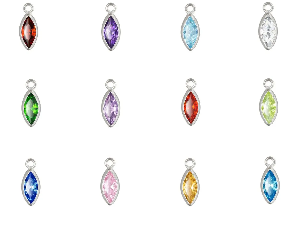 Sterling Silver Marquise Birthstonecz Bezel Drop Connectors Set