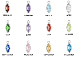 Sterling Silver Marquise Birthstonecz Bezel Drop Connectors Set