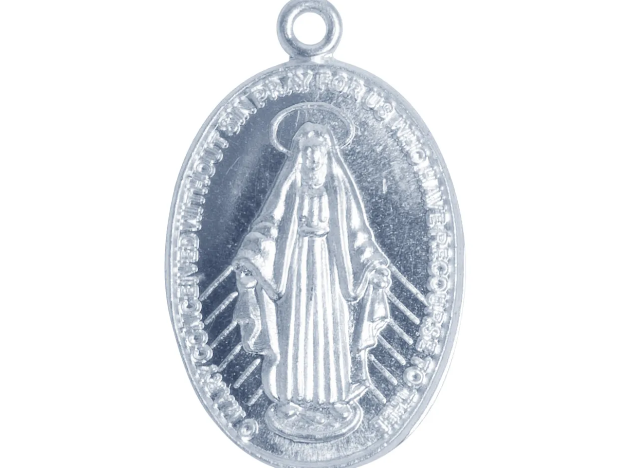 Sterling Silver Miraculous Medal Pendant, 16.2mm X 0.9mm Double Sided, Miraculous Medal Madonna, 100% Recycled Silver
