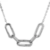 Sterling Silver Mixed Large Link Stone Set Necklet 18"/45cm