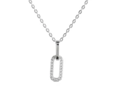 Sterling Silver Mixed Link Stone Set Necklet 18"/45cm