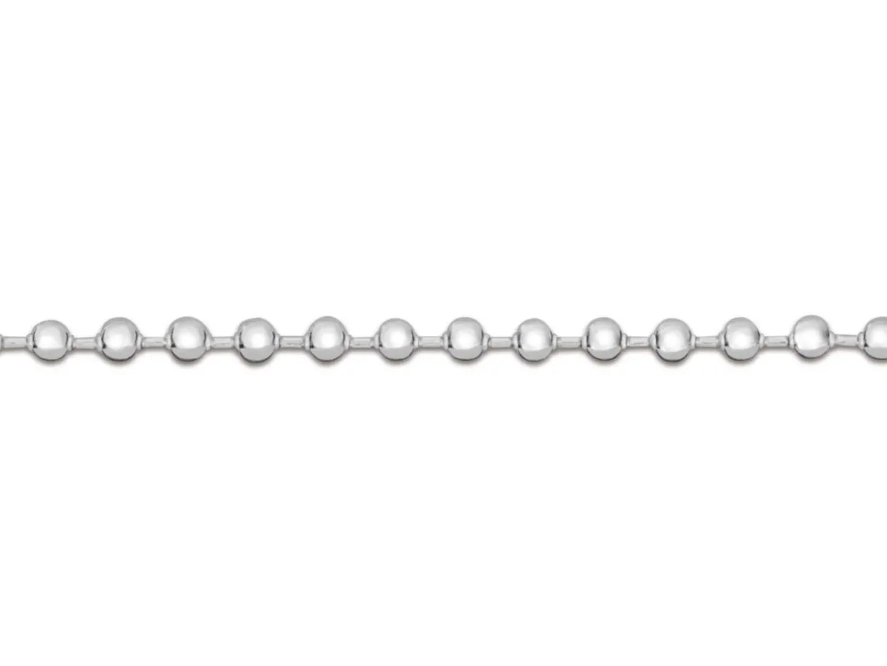 Sterling Silver 1.2mm Ball Chain 16"/40cm Unhallmarked 100% Recycled Silver