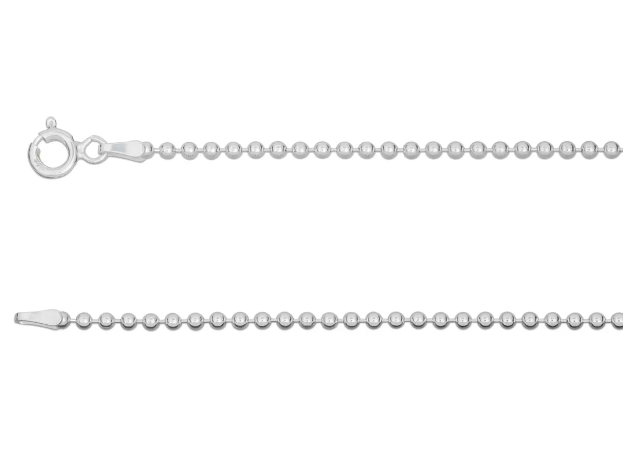 Sterling Silver 2.0mm Ball Chain 18"/45cm Unhallmarked 100% Recycled Silver
