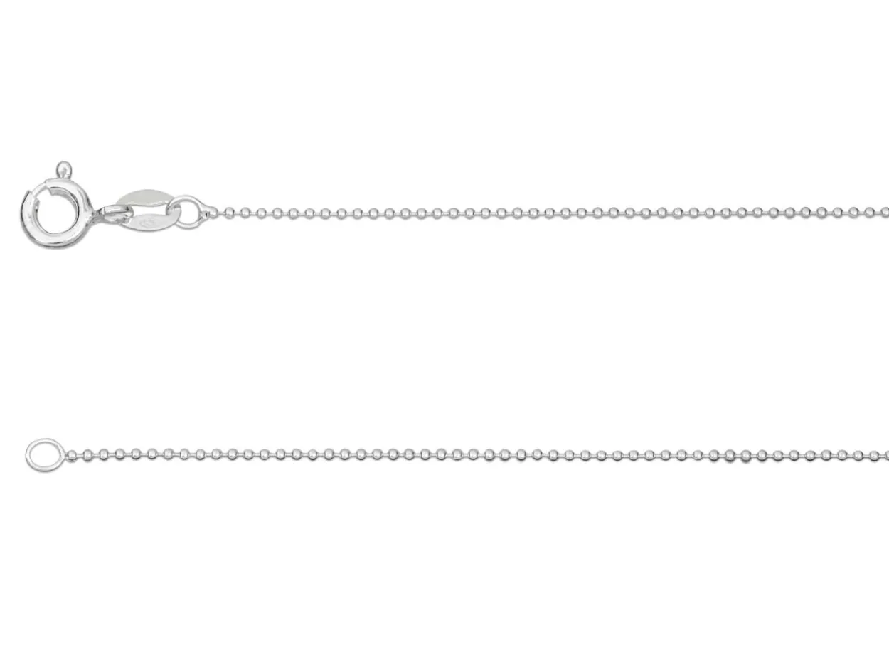 Sterling Silver 1.0mm Ball Chain 18"/45cm Unhallmarked 100% Recycled Silver
