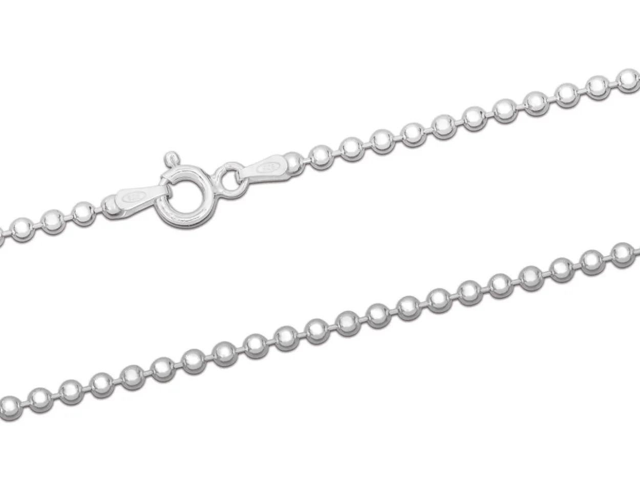 Sterling Silver 2.2mm Ball Chain 18"/45cm Unhallmarked 100% Recycled Silver