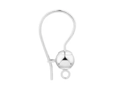 Sterling Silver 5mm Ball Earring Hook Wire With Snapback Fitting