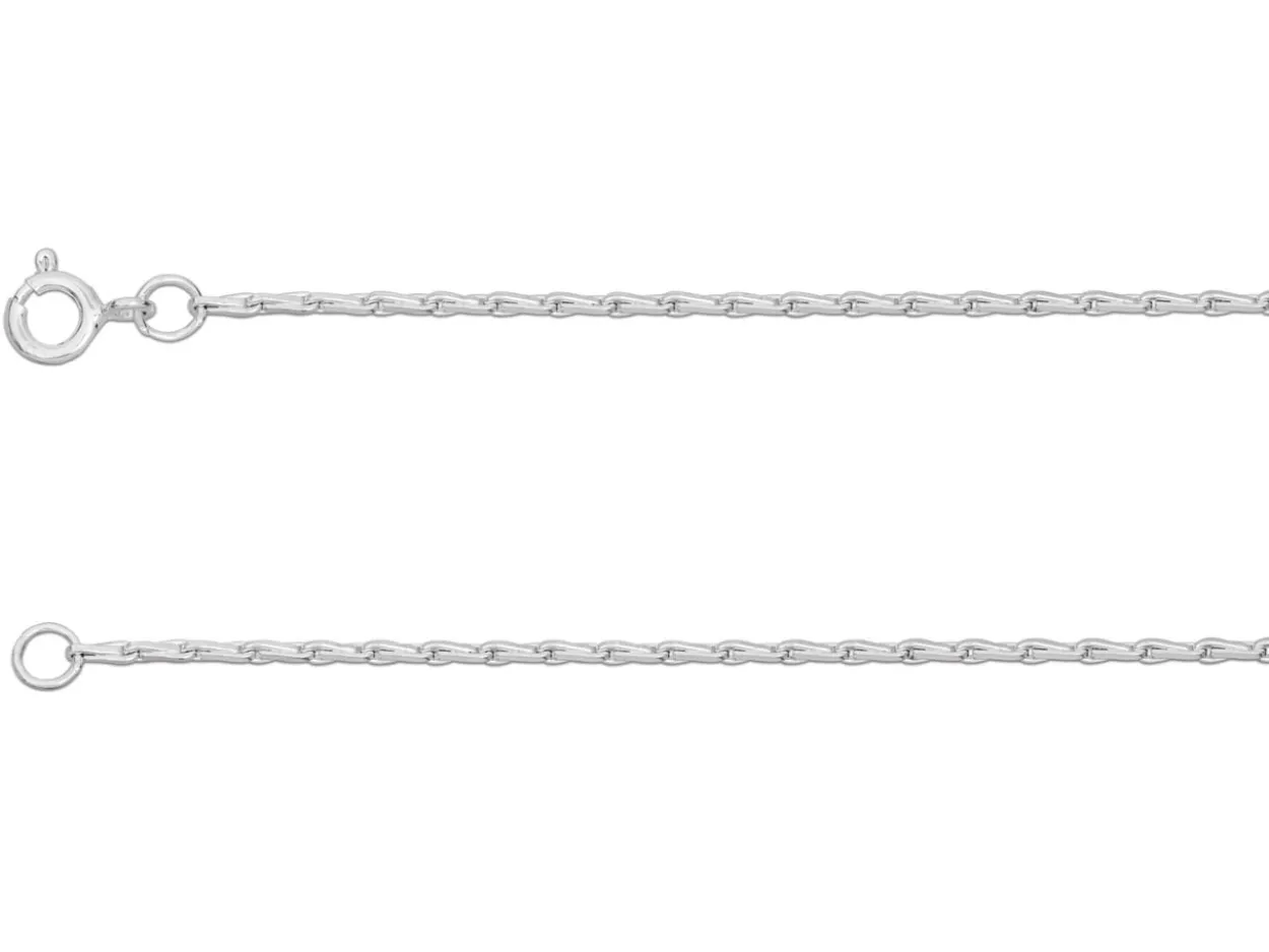 Sterling Silver 1.5mm Barleycorn Chain 18"/45cm Unhallmarked
