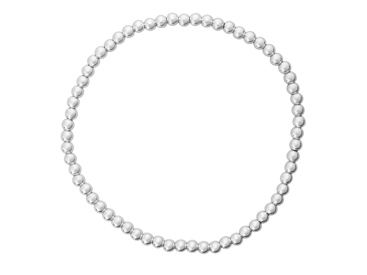 Sterling Silver 3.0mm Beaded Stretch Bracelet 16.5cm/6.5"