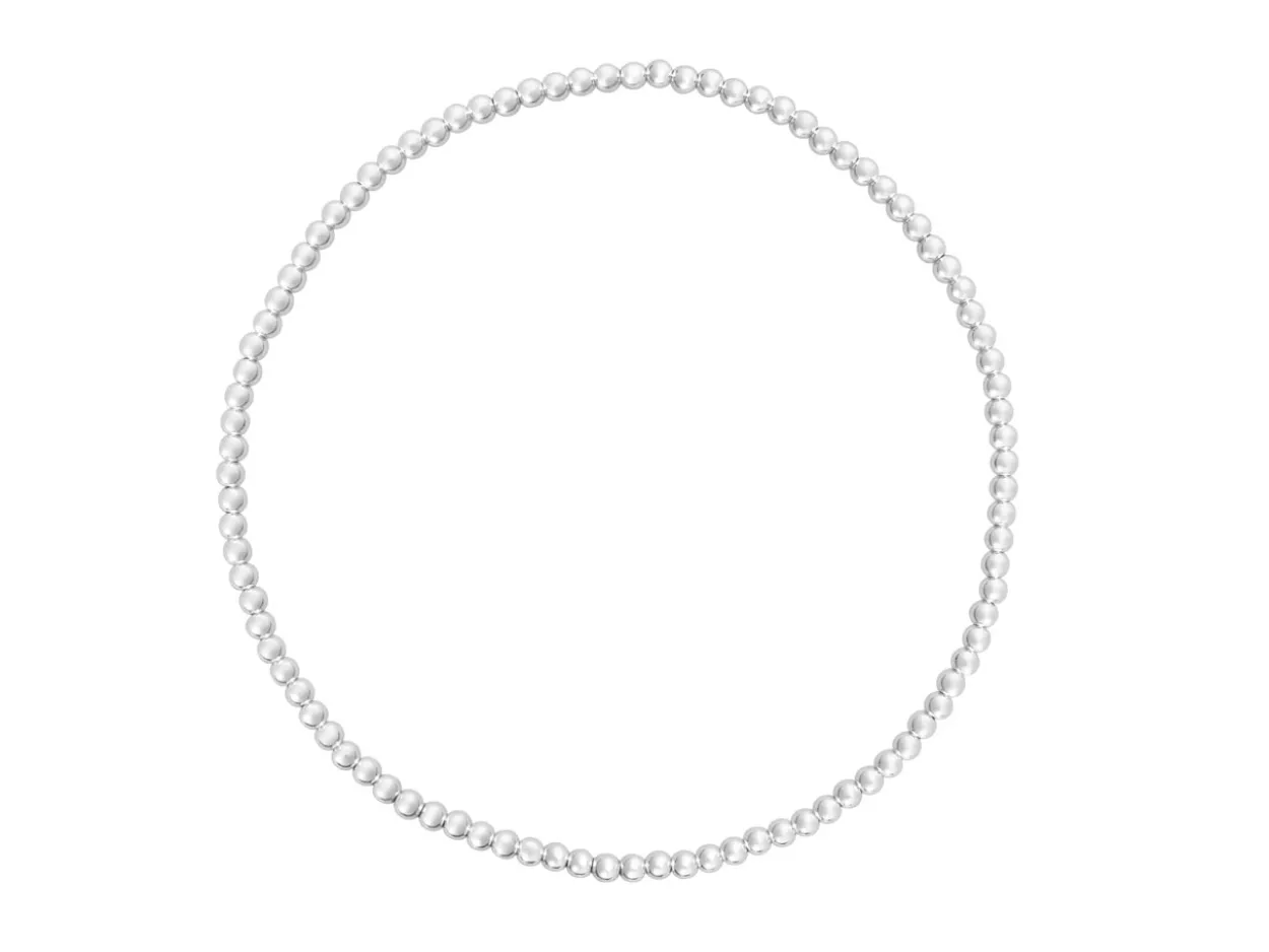 Sterling Silver 2.0mm Beaded Stretch Bracelet 16.5cm/6.5"
