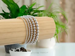 Sterling Silver 2.0mm Beaded Stretch Bracelet 16.5cm/6.5"