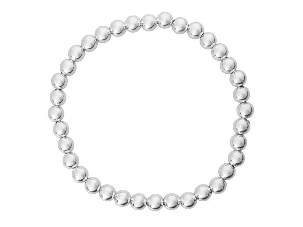 Sterling Silver 5.0mm Beaded Stretch Bracelet 16.5cm/6.5"