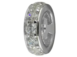 Sterling Silver 6mm Bead Spacer With Cubic Zirconia