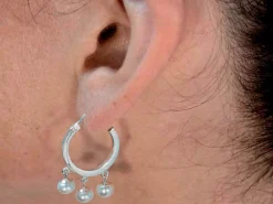 Sterling Silver 14mm Chandelier Hoop Earrings With 3 Drops Pack of 2