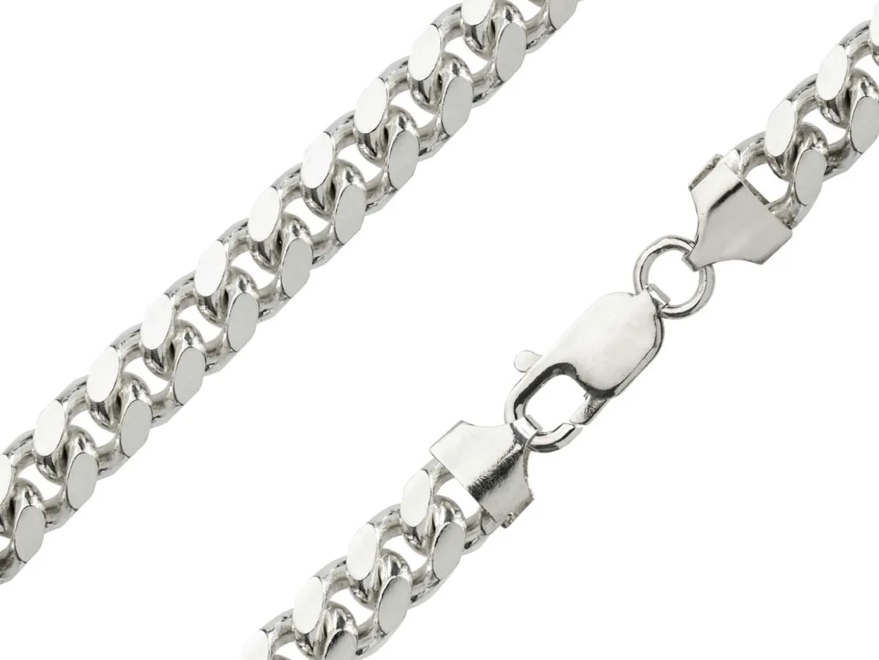 Sterling Silver 8.3mm Classic Curb Bracelet 8.5"/21cm Hallmarked