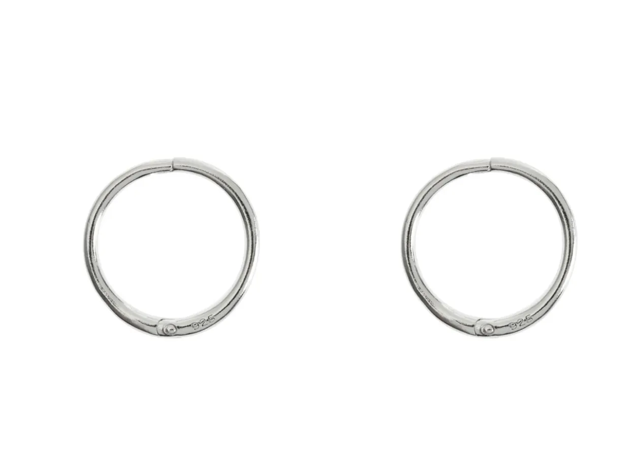 Sterling Silver 12mm Click Lock Hoops, Pack Of 2