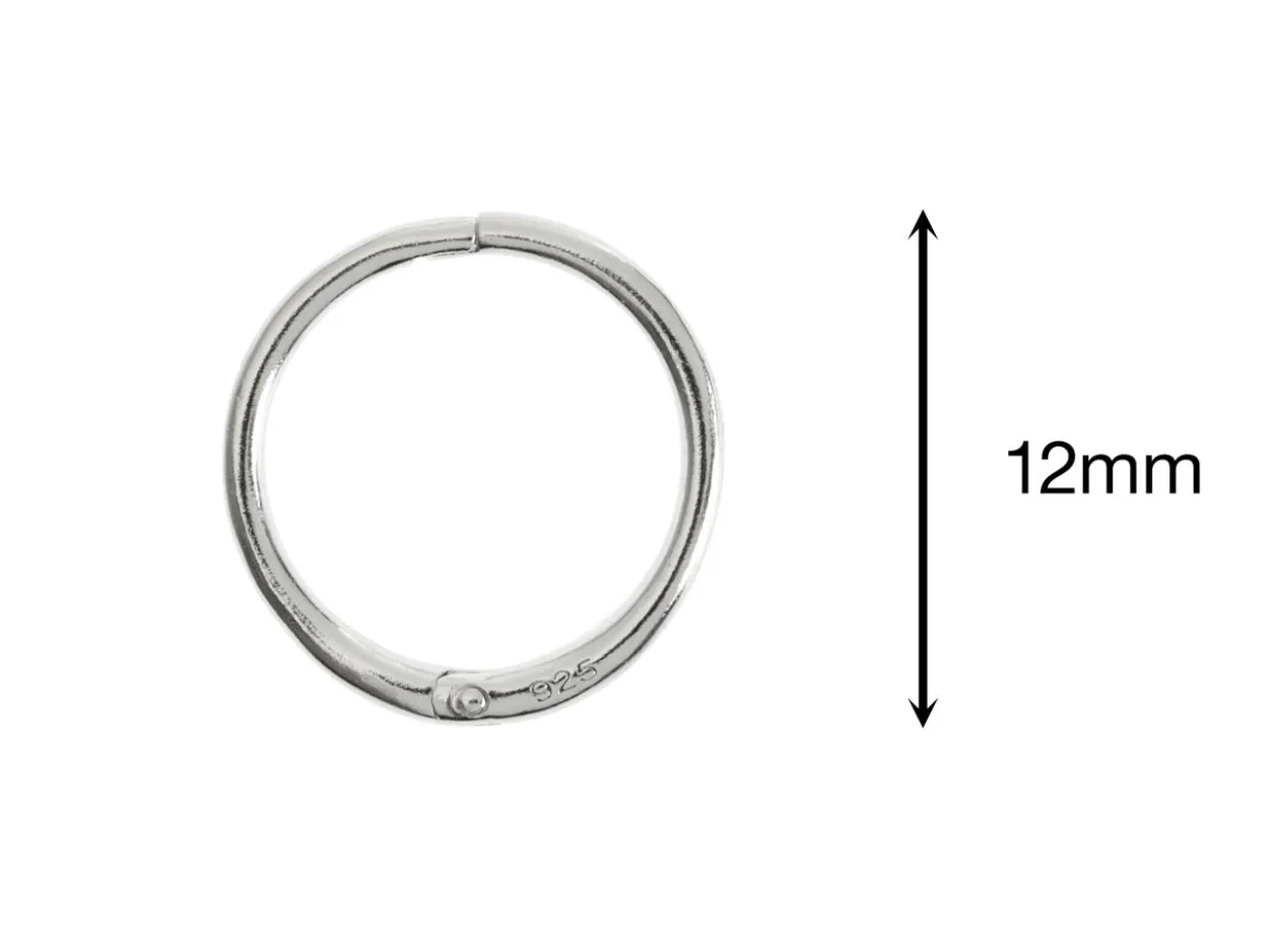 Sterling Silver 12mm Click Lock Hoops, Pack Of 2