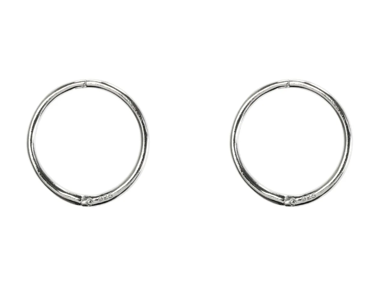 Sterling Silver 14mm Click Lock Hoops, Pack Of 2