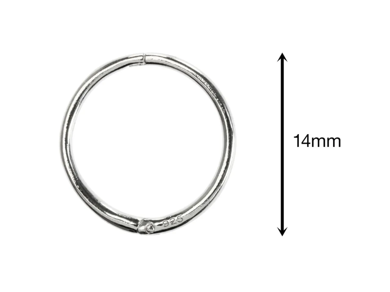 Sterling Silver 14mm Click Lock Hoops, Pack Of 2