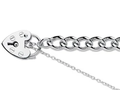 Sterling Silver 6.0mm Curb Bracelet 7.5"/19cm Padlock & Safety Chain Hallmarked