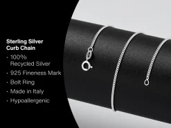 Sterling Silver 1.5mm Curb Chain 26"/66cm Unhallmarked 100% Recycled Silver