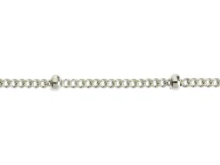 Sterling Silver 1.0mm Curb Chain With Bead Station 18