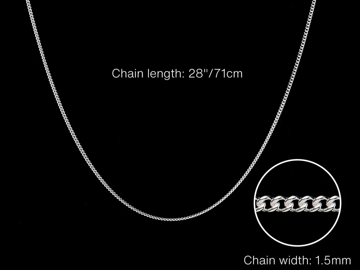 Sterling Silver 1.5mm Curb Chain 28"/71cm Unhallmarked 100% Recycled Silver