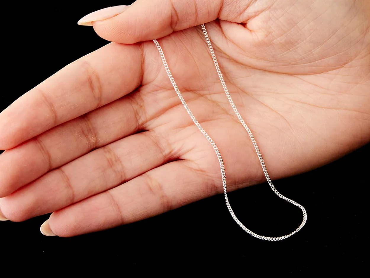 Sterling Silver 1.5mm Curb Chain 28"/71cm Unhallmarked 100% Recycled Silver