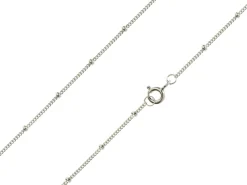 Sterling Silver 1.0mm Curb Chain With Bead Station 16"/40cm Unhallmarked