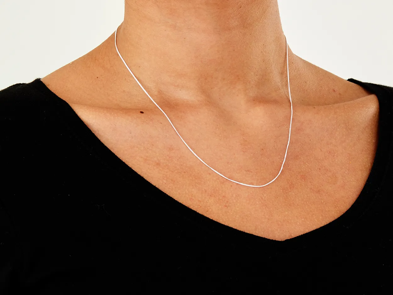 Sterling Silver 0.9mm Diamond Cut Curb Chain 18"/45cm Unhallmarked 100% Recycled Silver
