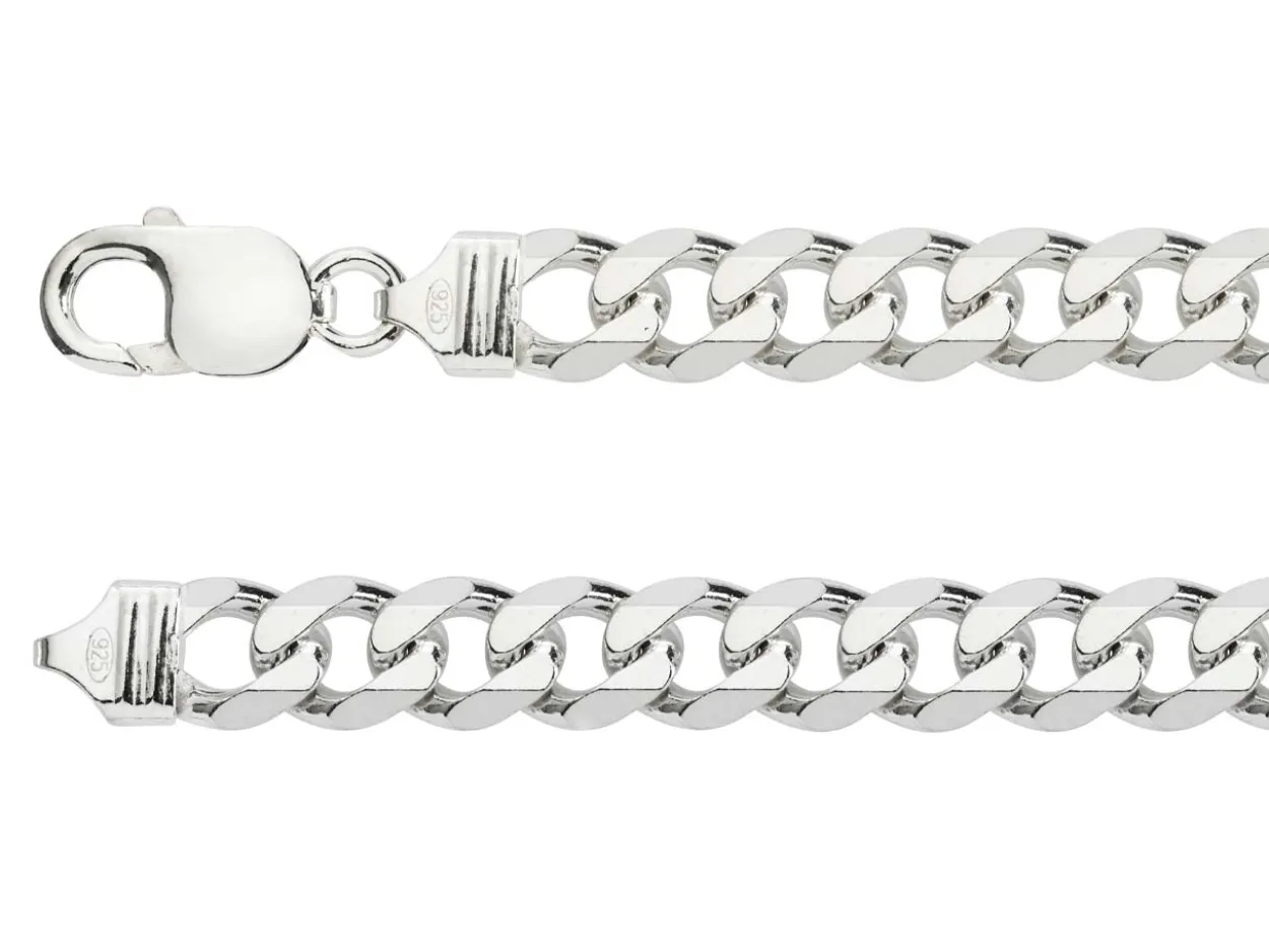 Sterling Silver 9.2mm Diamond Cut Metric Curb Chain 18"/45cm Hallmarked