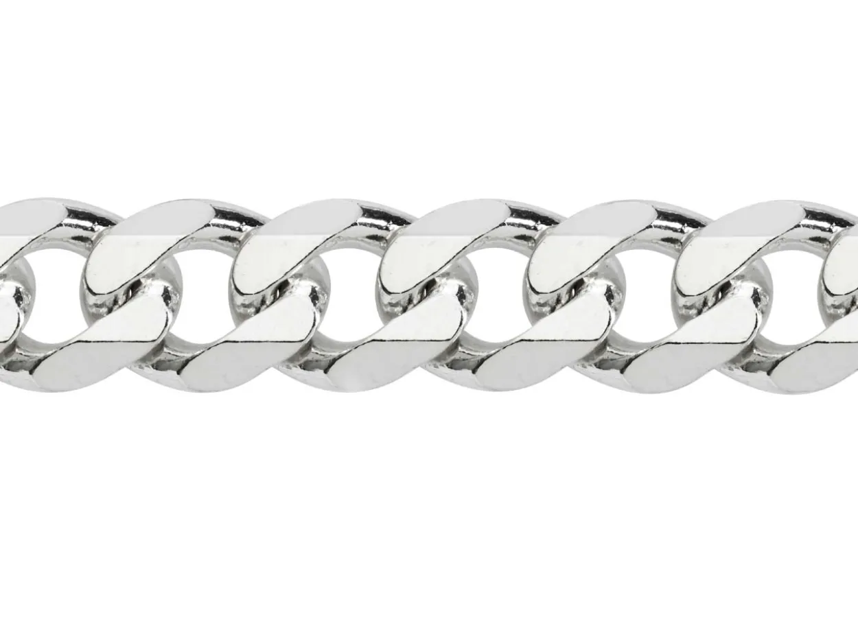 Sterling Silver 9.2mm Diamond Cut Metric Curb Chain 18"/45cm Hallmarked