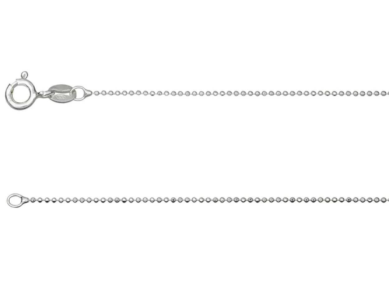 Sterling Silver 1.0mm Diamond Cut Ball Chain 18"/45cm Unhallmarked 100% Recycled Silver