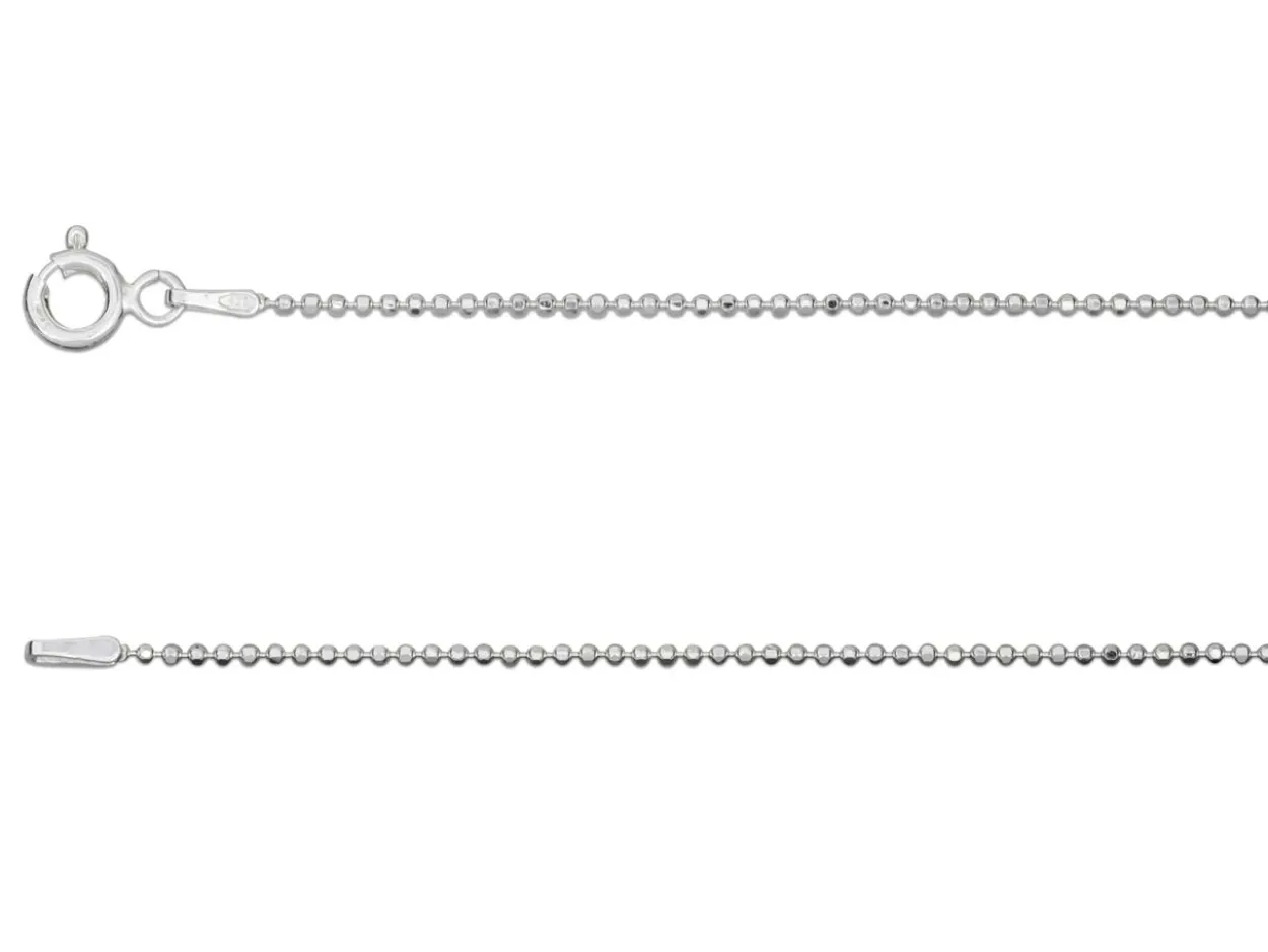 Sterling Silver 1.2mm Diamond Cut Ball Chain 18"/45cm Unhallmarked 100% Recycled Silver