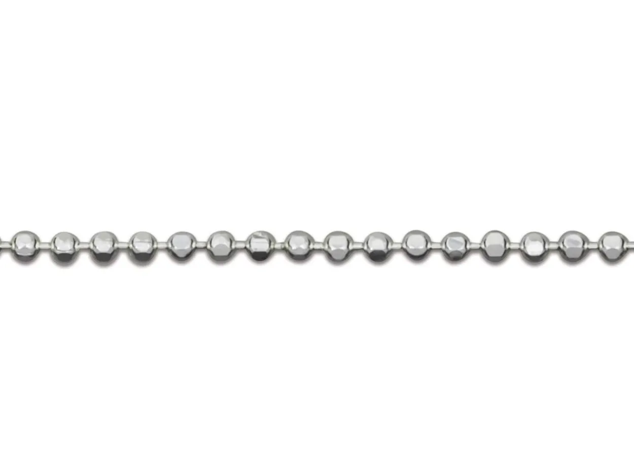 Sterling Silver 1.2mm Diamond Cut Ball Chain 20"/50cm Unhallmarked 100% Recycled Silver
