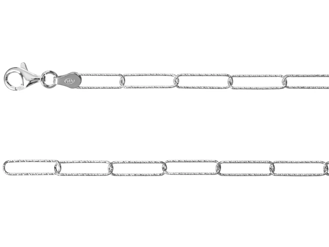 Sterling Silver 3.5mm Diamond Cut Paperclip Trace Chain 18"/45cm Unhallmarked 100% Recycled Silver