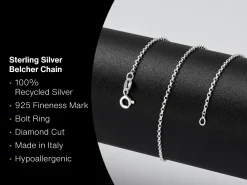 Sterling Silver 1.4mm Diamond Cut Round Belcher Chain 20"/50cm Unhallmarked 100% Recycled Silver